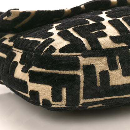 Fendi Velvet Snakeskin FF Baguette Black White 8 of 10