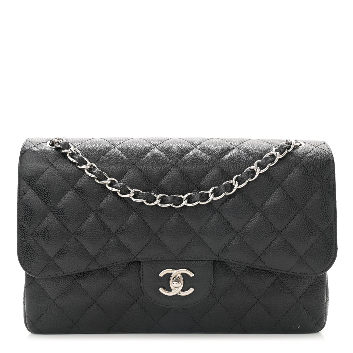 Caviar Quilted Jumbo Double Flap Black