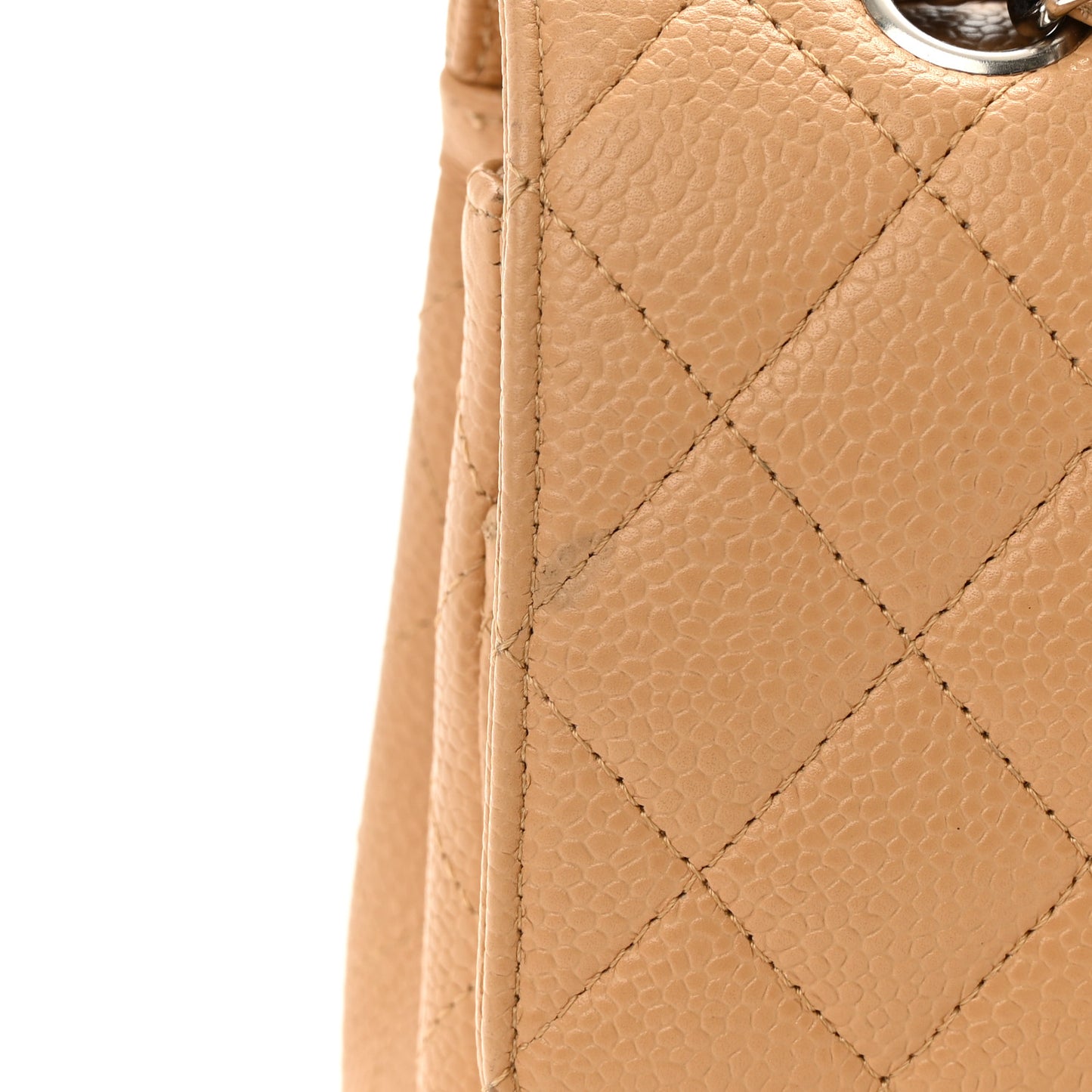 Caviar Quilted Medium Double Flap Beige