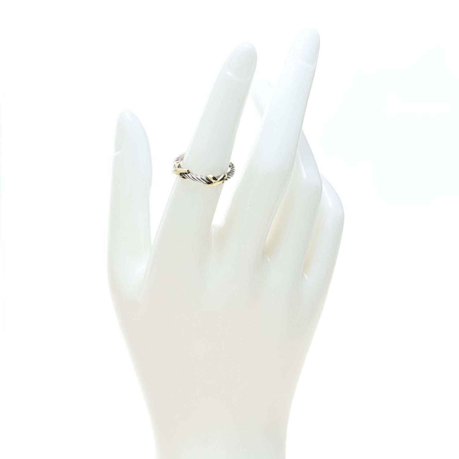 David Yurman Sterling Silver 14K Yellow Gold Double X Crossover Ring 52 6 2 of 5