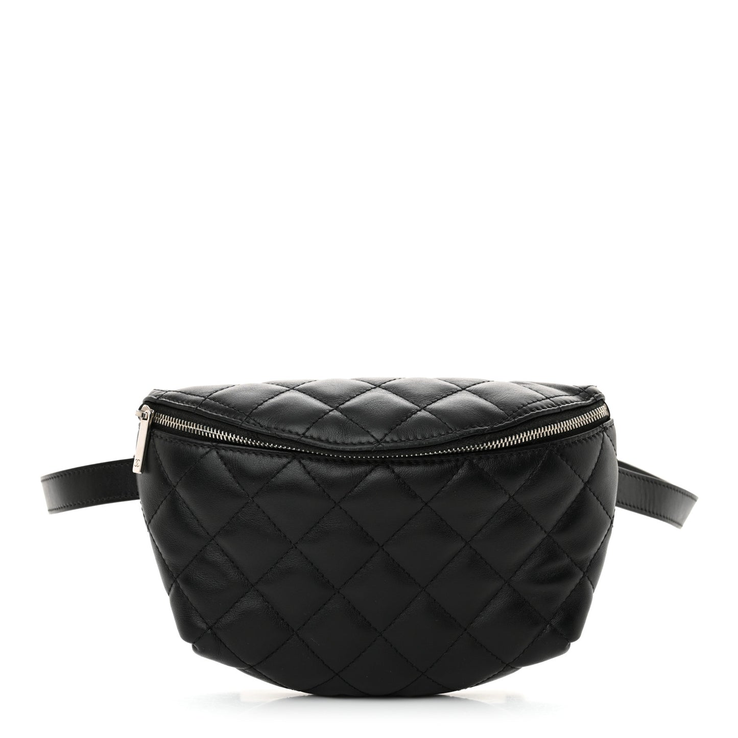 Calfskin Quilted Waist Belt Bag Black