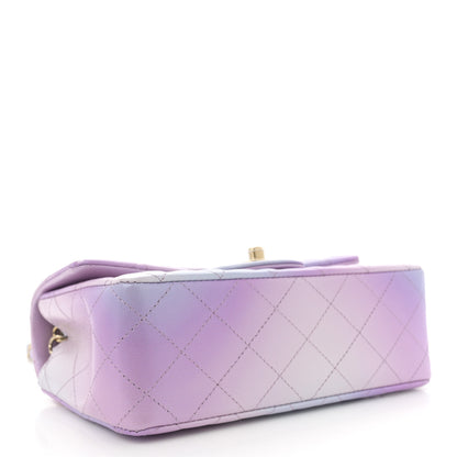 Chanel Lambskin Quilted Tie Dye Ombre Mini Rectangular Flap Purple Blue Pink 4 of 10