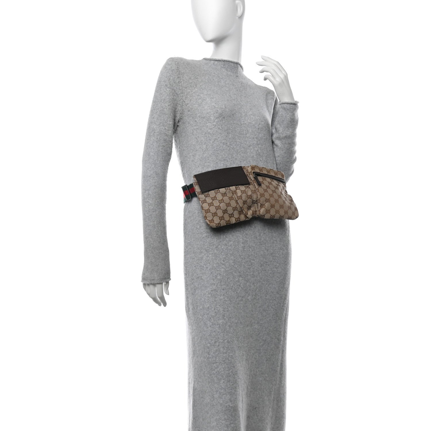 Gucci GG Monogram Web Double Pocket Belt Bag Dark Brown 2 of 10
