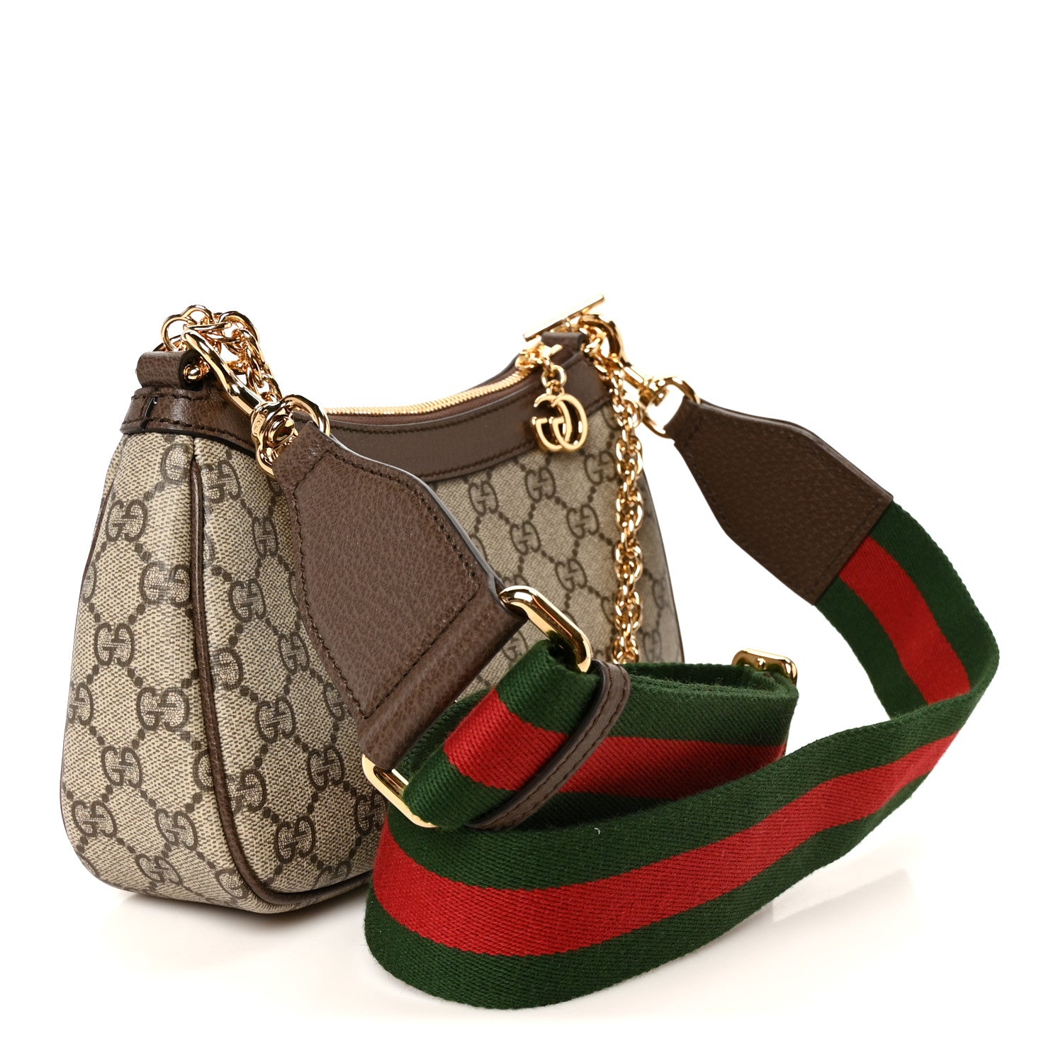 Gucci GG Supreme Monogram Textured Dollar Calfskin Web Small Ophidia GG Handbag Beige Ebony New Acero 3 of 11
