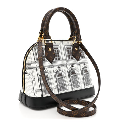 Louis Vuitton X FORNASETTI Calfskin Architettura Alma BB Black White 3 of 10