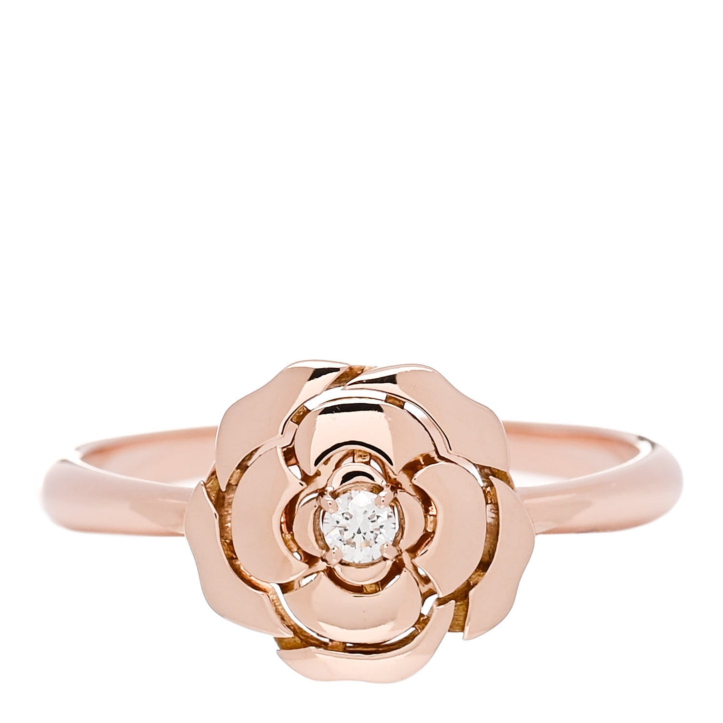 18K Rose Gold Diamond Extrait de Camelia Ring 56 7.5