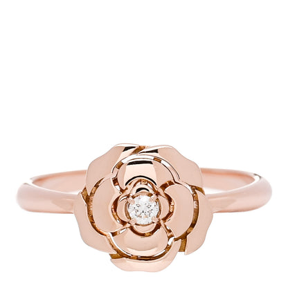 Chanel 18K Rose Gold Diamond Extrait de Camelia Ring 56 7.5 1 of 7