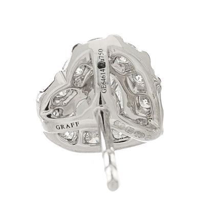 Graff 18K White Gold Diamond 1.66ctw Icon Heart Stud Earrings 4 of 5