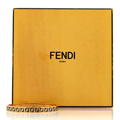 Fendi Brass Enamel FF Bracelet M Gold Black 5 of 5