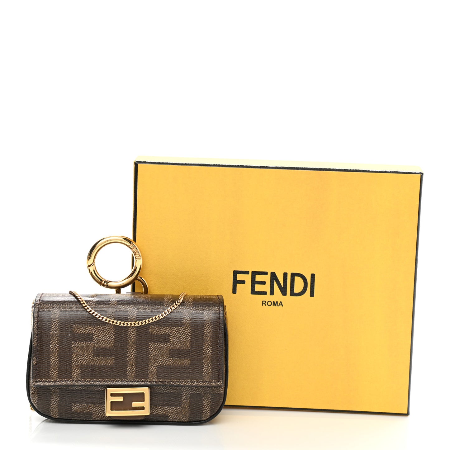 Glazed Fabric FF 1974 Nano Baguette Charm Mogano Panna