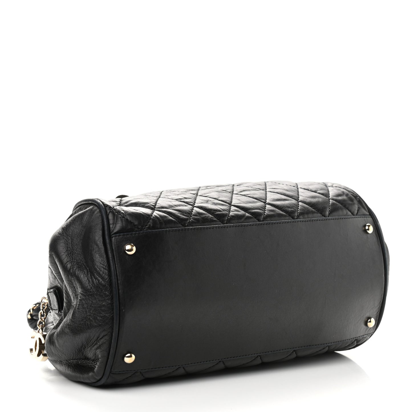 Distressed Lambskin Lady Braid Bowler Black