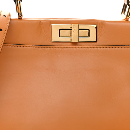 Fendi Vitello Morgan Fabric Jacquard Pequin Medium Peekaboo Iconic Satchel Giallo Syrup Tobacco Black 6 of 8