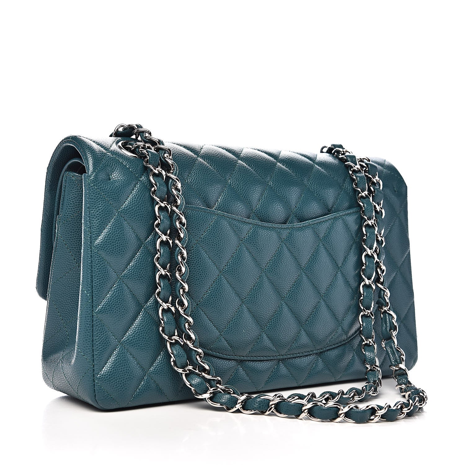 Chanel Caviar Quilted Medium Double Flap Dark Green 3 of 12