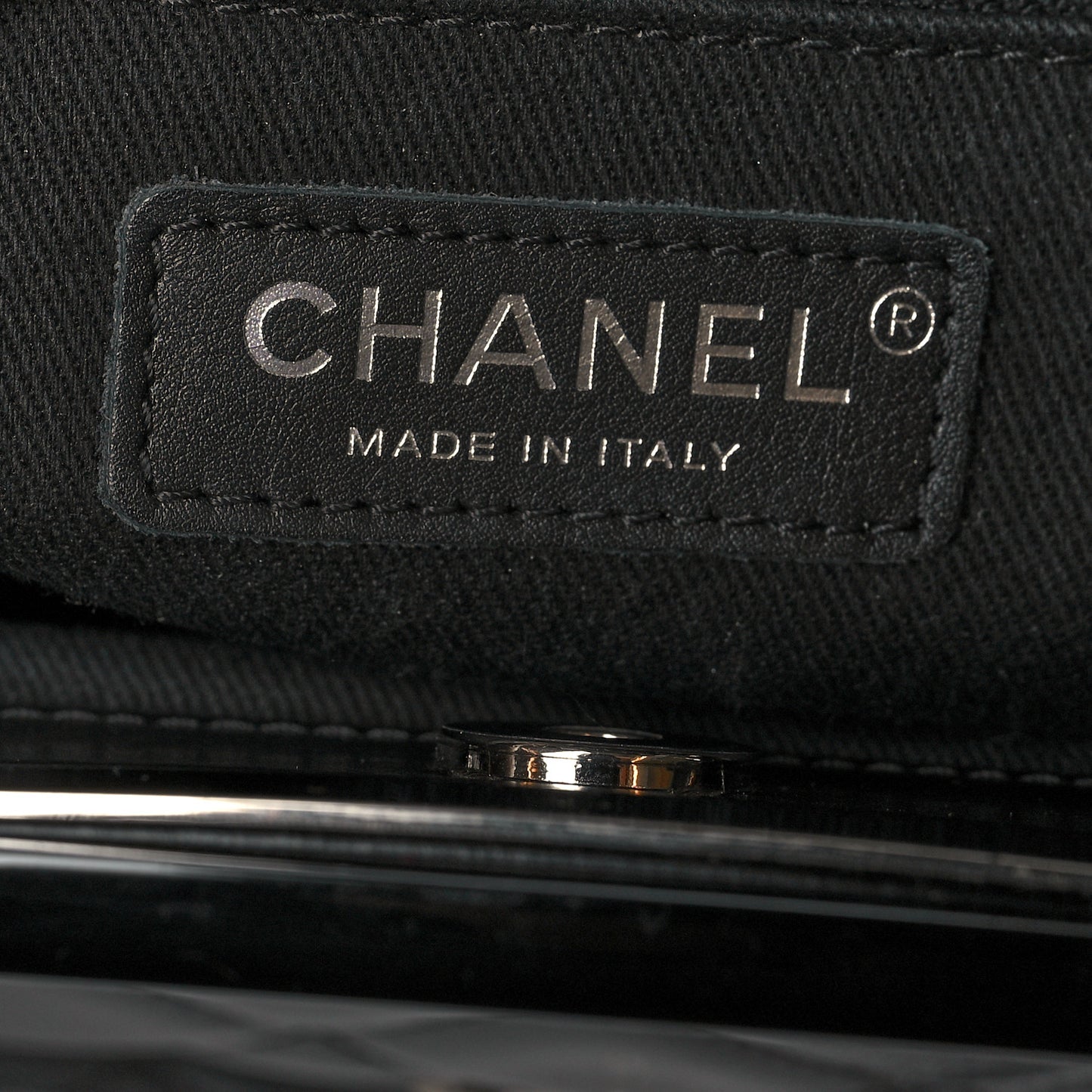 Glazed Calfskin Quilted Small CC Delivery Tote Black