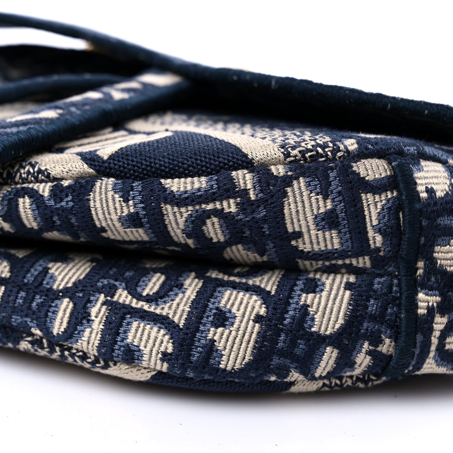 Oblique Embroidered Saddle Bag Blue