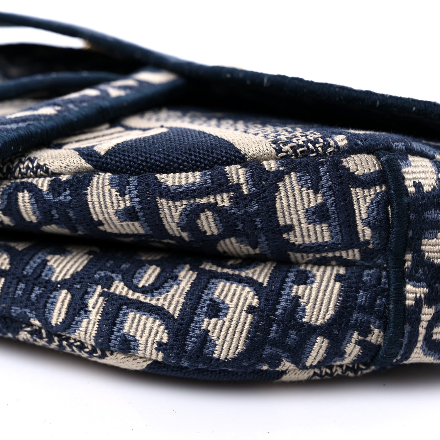 Christian Dior Oblique Embroidered Saddle Bag Blue 9 of 11