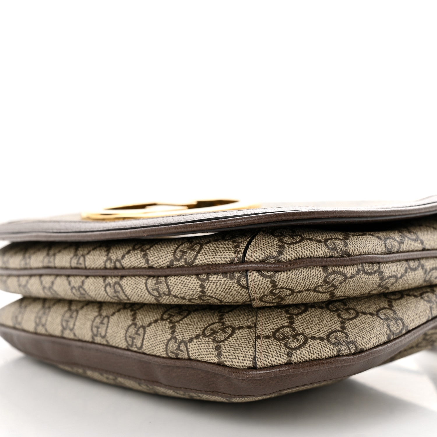 Gucci GG Supreme Monogram Textured Dollar Calfskin Web Medium Blondie Top Handle Shoulder Flap Bag Beige Ebony New Acero 11 of 15