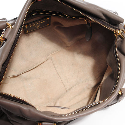 Prada Soft Calf Shopping Satchel Bag Bambu 5 of 8