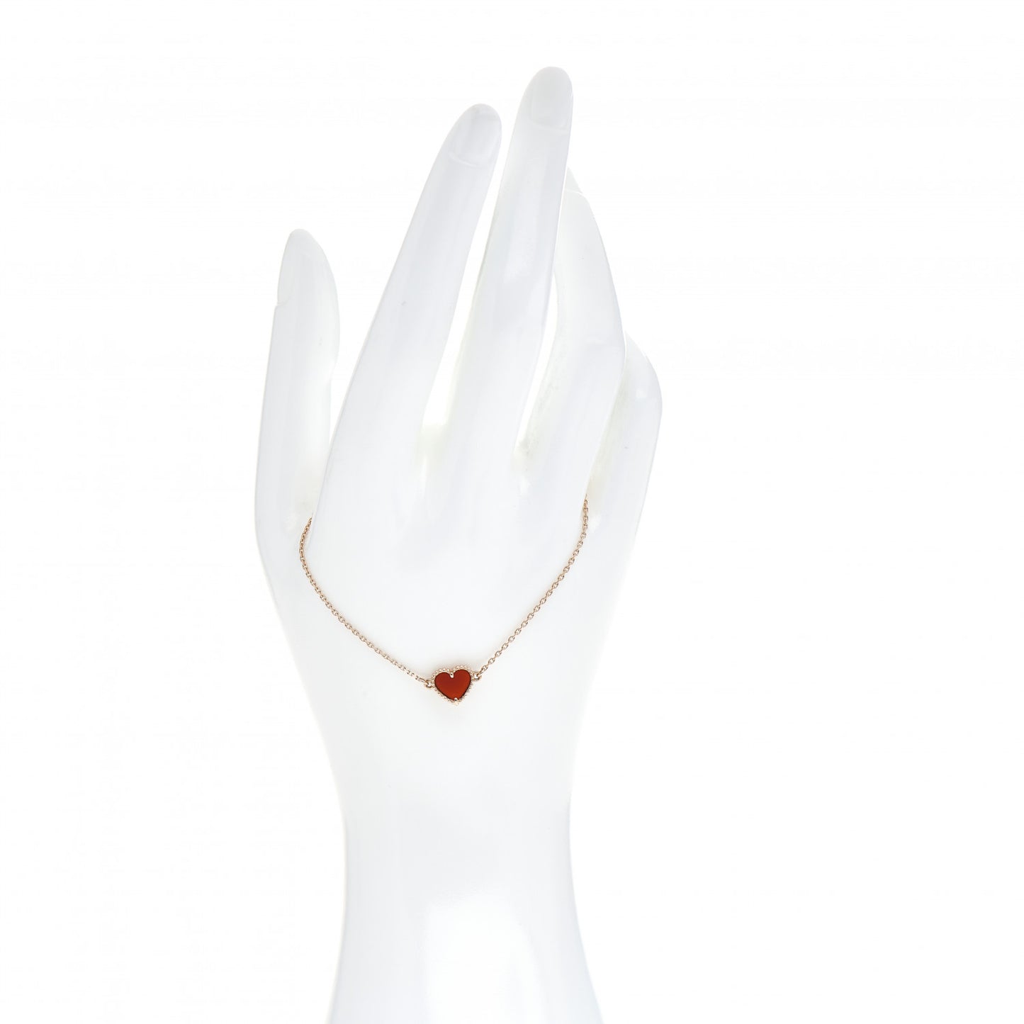 18K Rose Gold Carnelian Sweet Alhambra Heart Bracelet