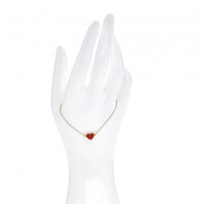 Van Cleef & Arpels 18K Rose Gold Carnelian Sweet Alhambra Heart Bracelet 2 of 4