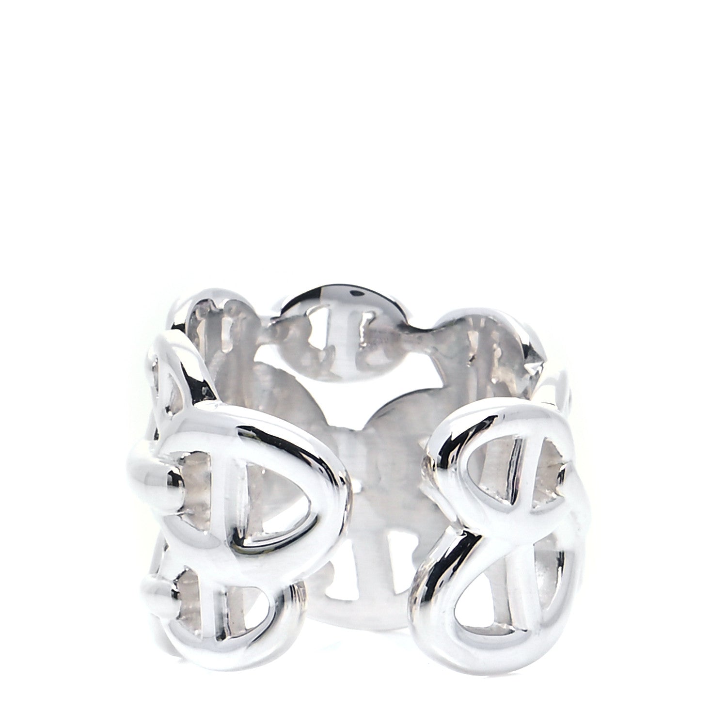 Hermes Sterling Silver GM Chaine d'Ancre Enchainee Band Ring 54 6.75 3 of 5