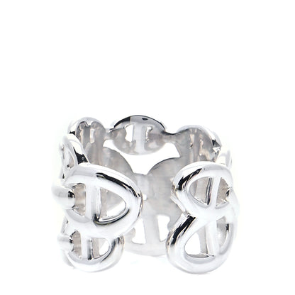 Hermes Sterling Silver GM Chaine d'Ancre Enchainee Band Ring 54 6.75 3 of 5