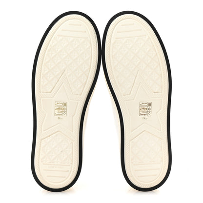 Christian Dior Frayed Canvas Embroidered Logo Walk'N'Dior Low Top Platform Sneakers 38 White 6 of 10