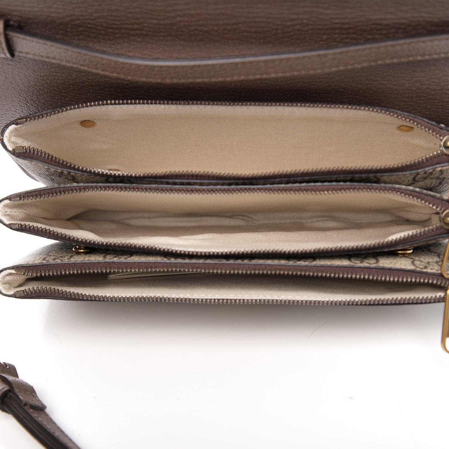 GG Supreme Monogram Web Ophidia Flap Messenger Bag Beige New Acero