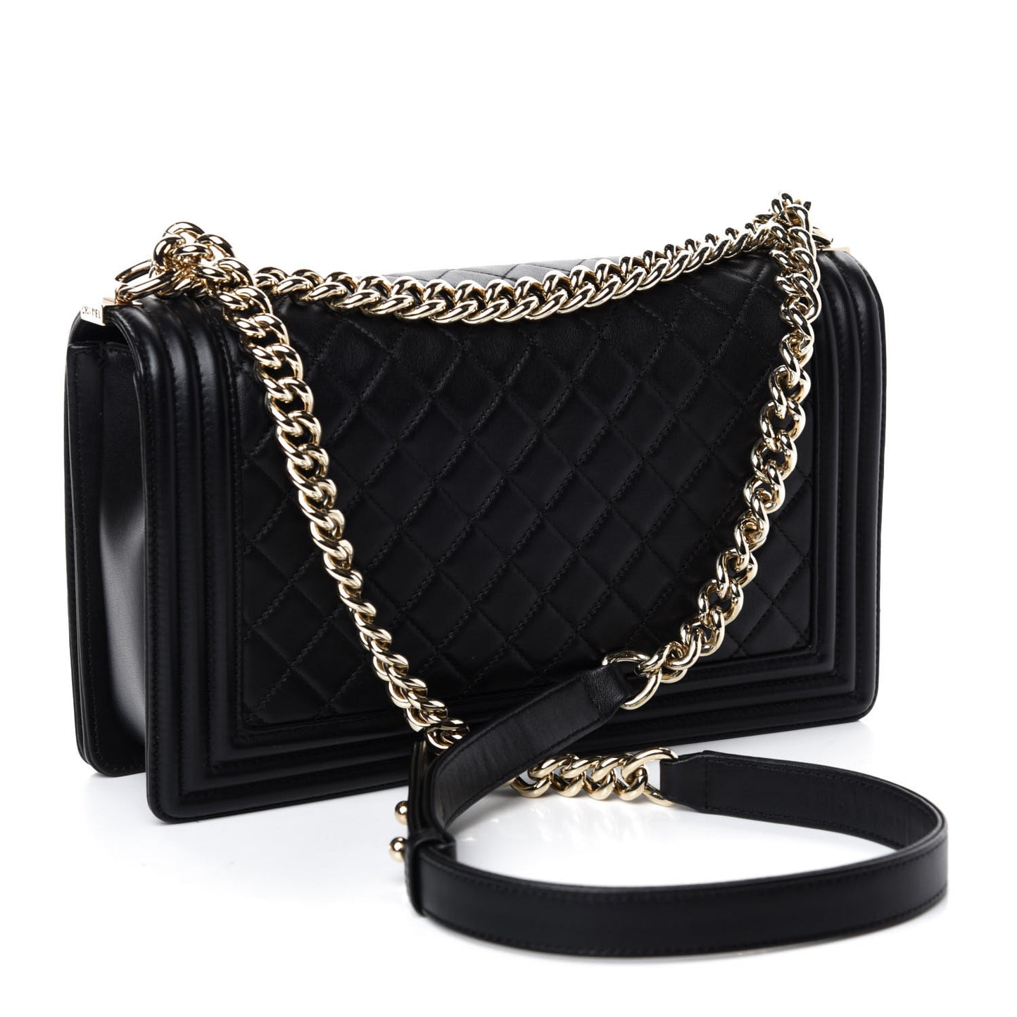 Lambskin Quilted New Medium Boy Flap Black
