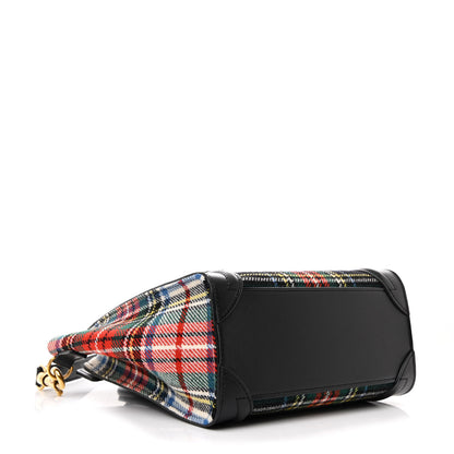 Celine Tartan Calfskin Nano Luggage Red Blue 4 of 11