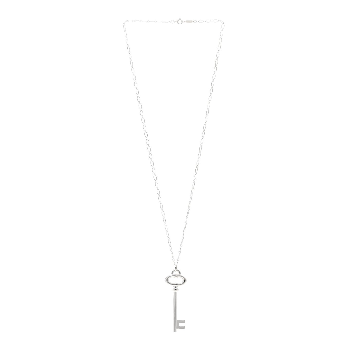 Sterling Silver Oval Key Pendant Necklace