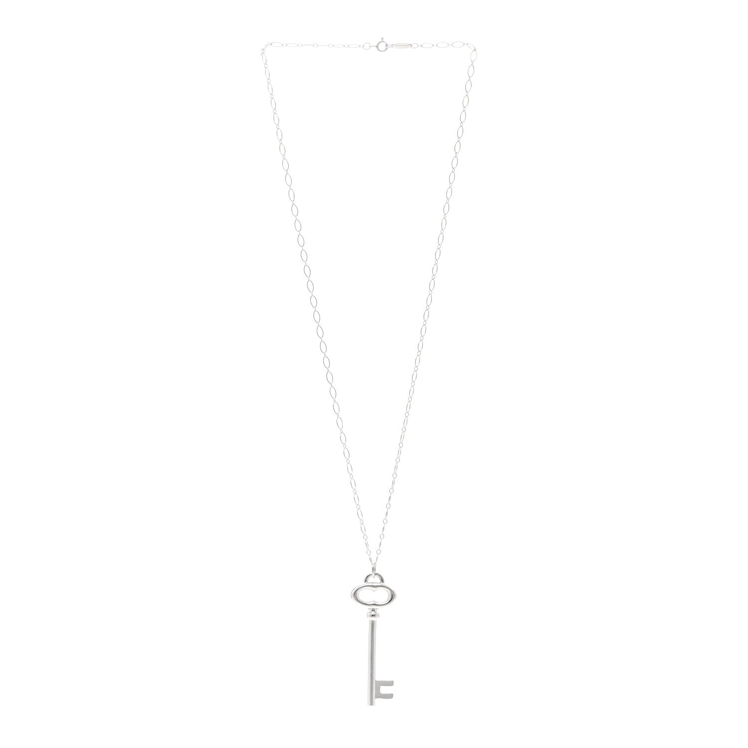 Tiffany Sterling Silver Oval Key Pendant Necklace 3 of 5