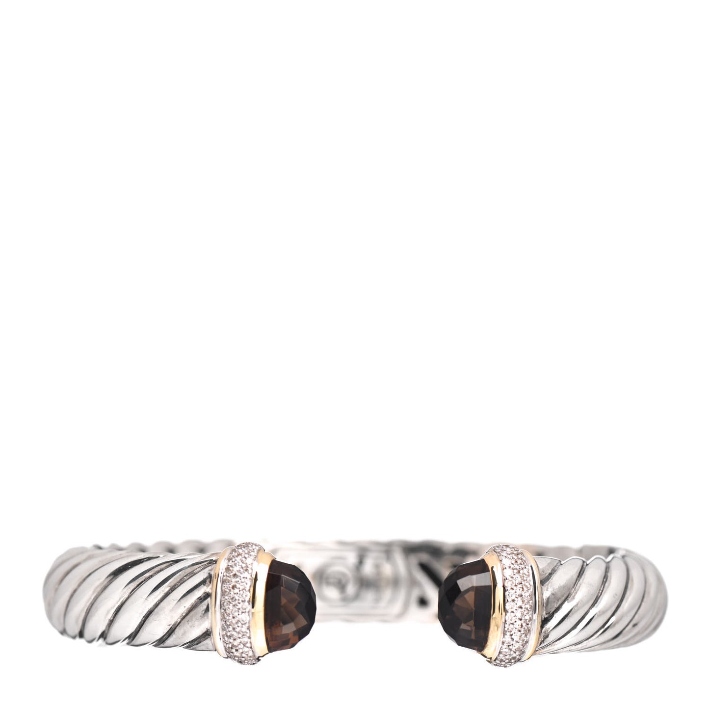 Sterling Silver 18K Yellow Gold Diamond Smoky Quartz 10mm Waverly Bracelet