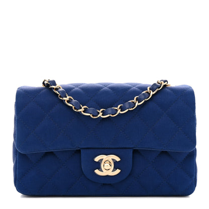 Chanel Satin Quilted Mini Rectangular Flap Blue 1 of 11