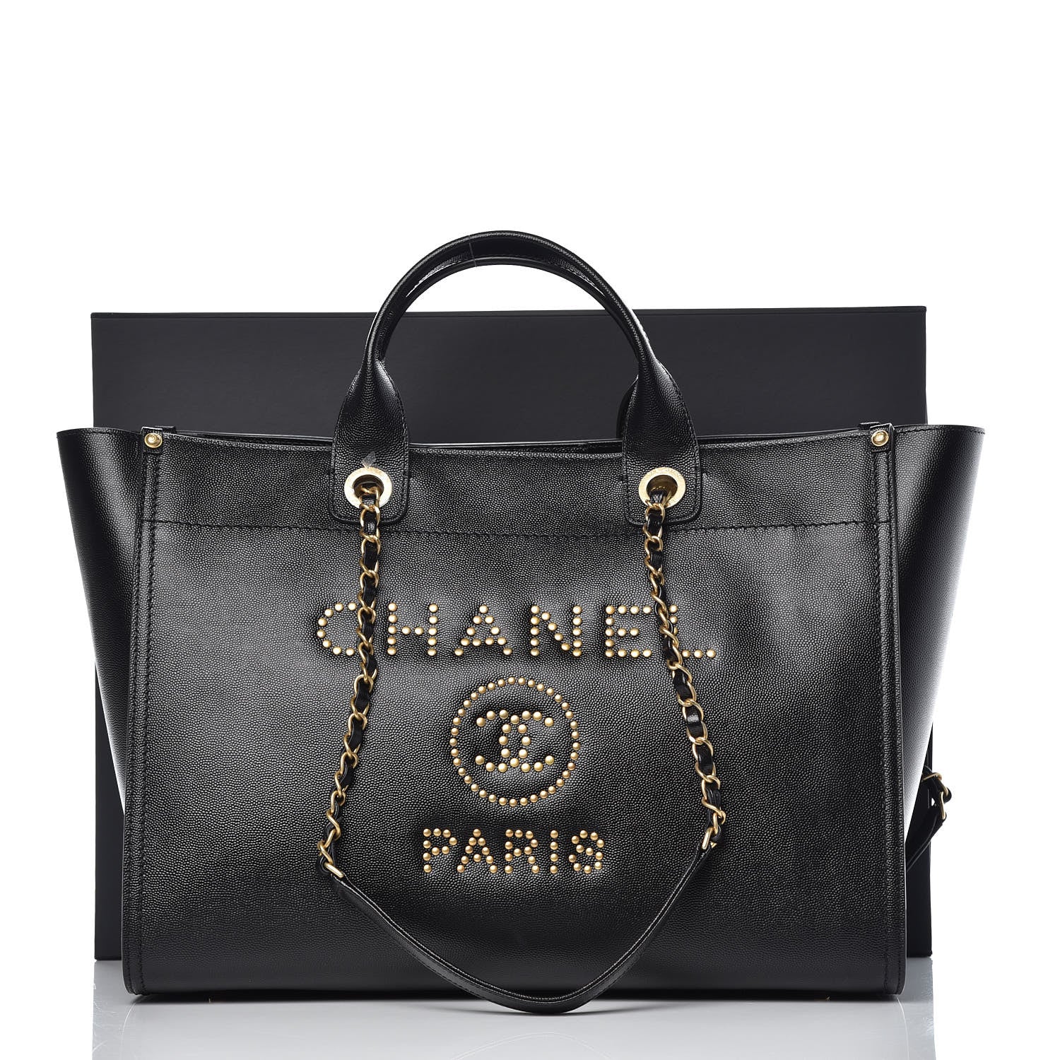 Chanel Caviar Medium Studded Deauville Tote Black 8 of 11