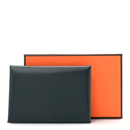 Hermes Chevre Mysore Duo Calvi Card Case Bleu Abysse 10 of 10