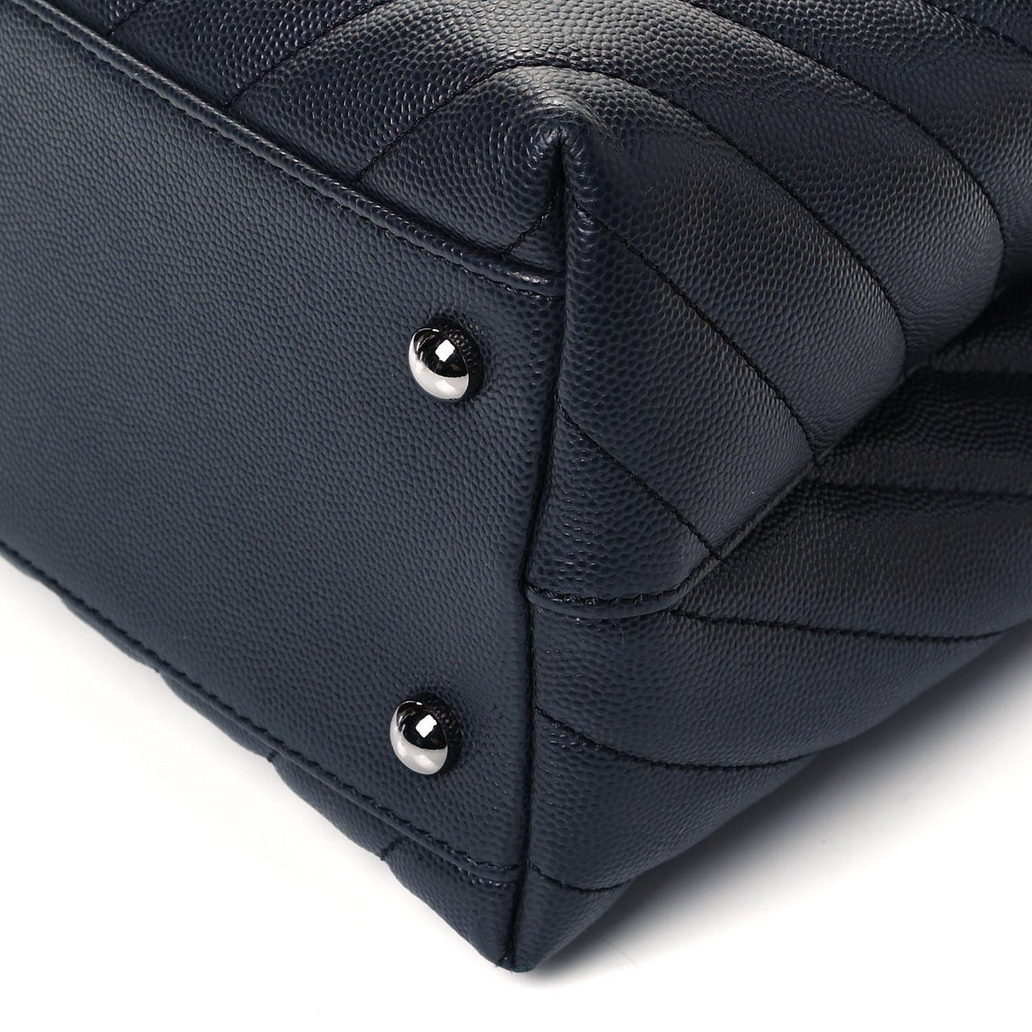Caviar Chevron Quilted Medium Coco Handle Flap Dark Grey