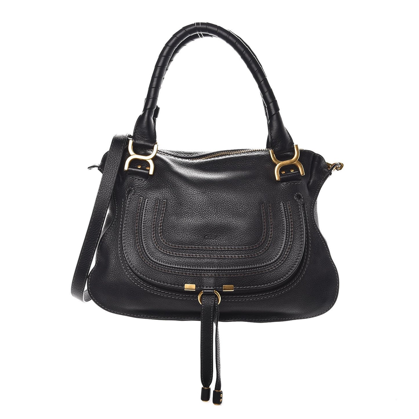 Calfskin Medium Marcie Satchel Black