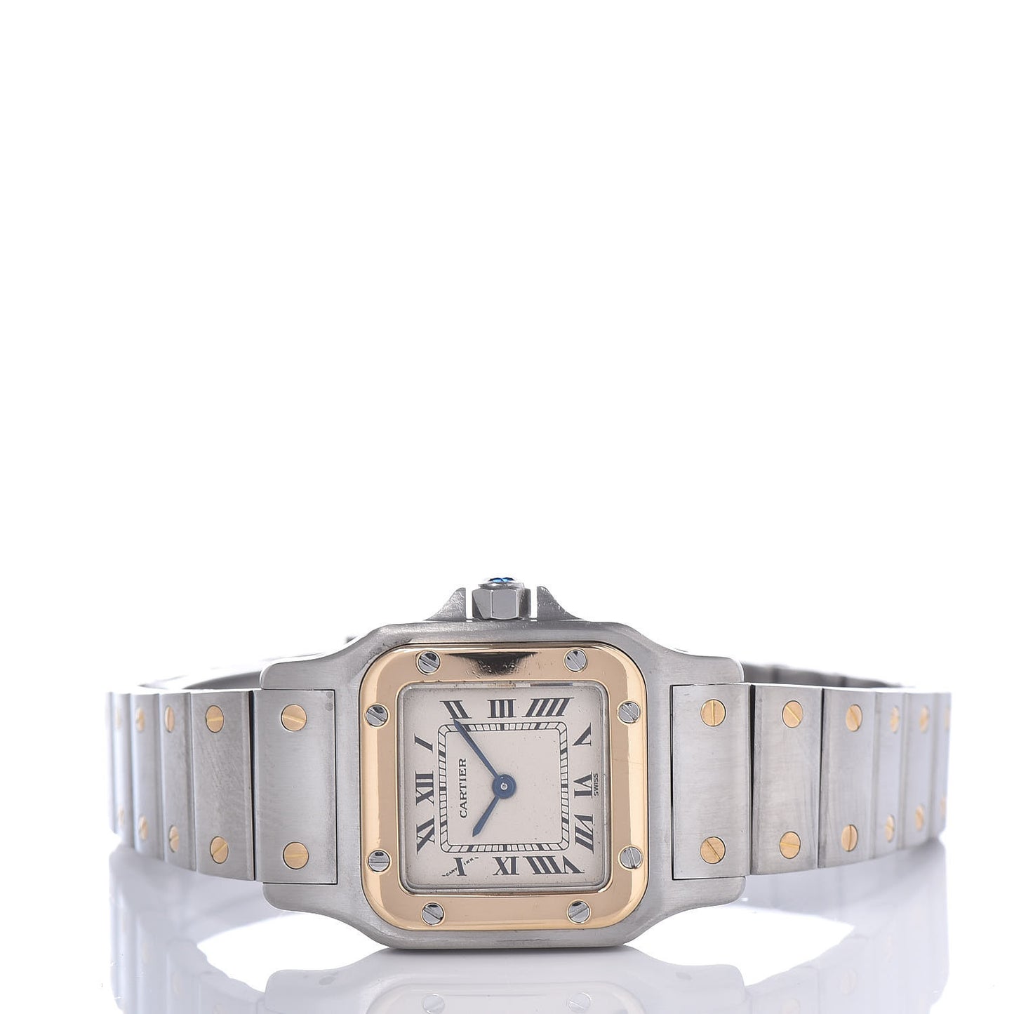 Stainless Steel 18K Yellow Gold 24mm Santos De Cartier Galbee Quartz Watch