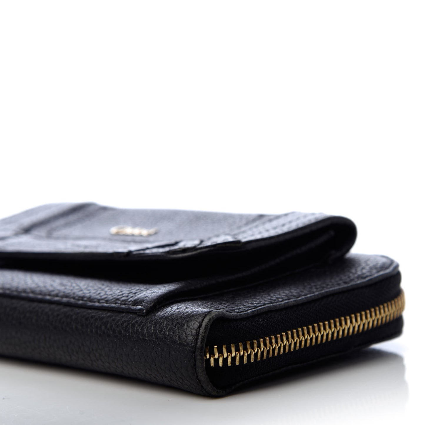 Grained Calfskin Paraty Zip Around Wallet Black
