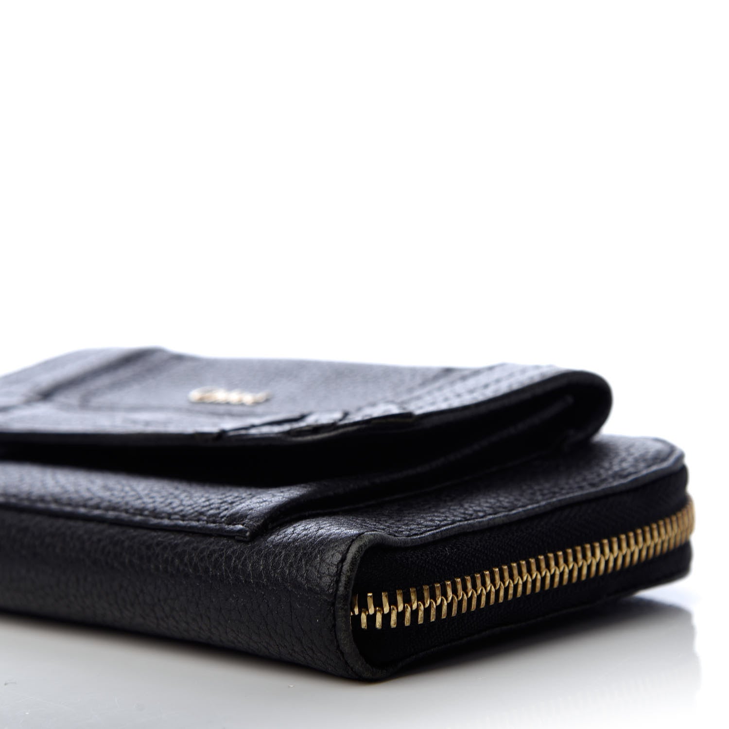 Chloe Grained Calfskin Paraty Zip Around Wallet Black 7 of 8
