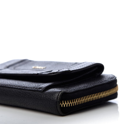 Chloe Grained Calfskin Paraty Zip Around Wallet Black 7 of 8