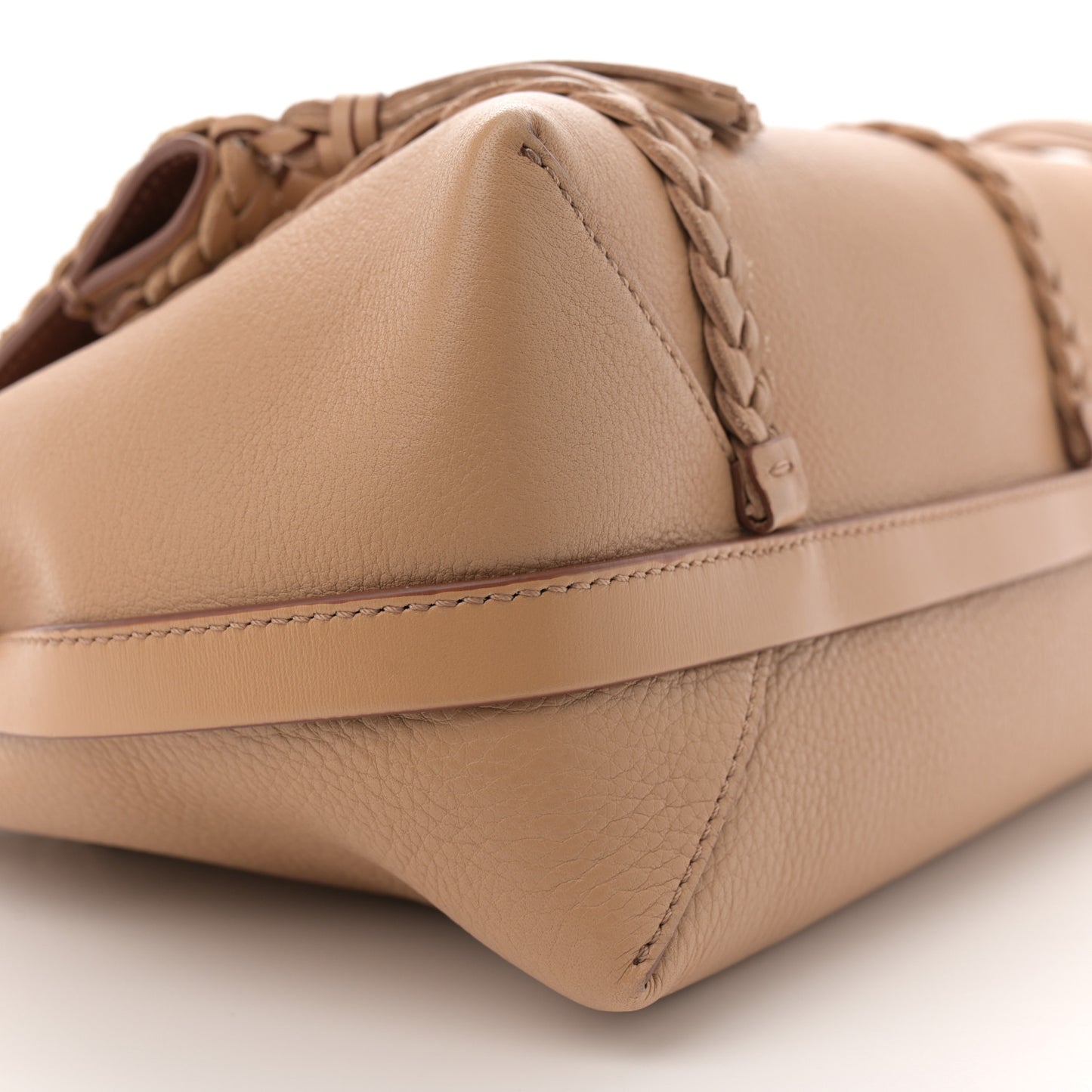 Grained Calfskin Medium Penelope Shoulder Bag Milky Brown