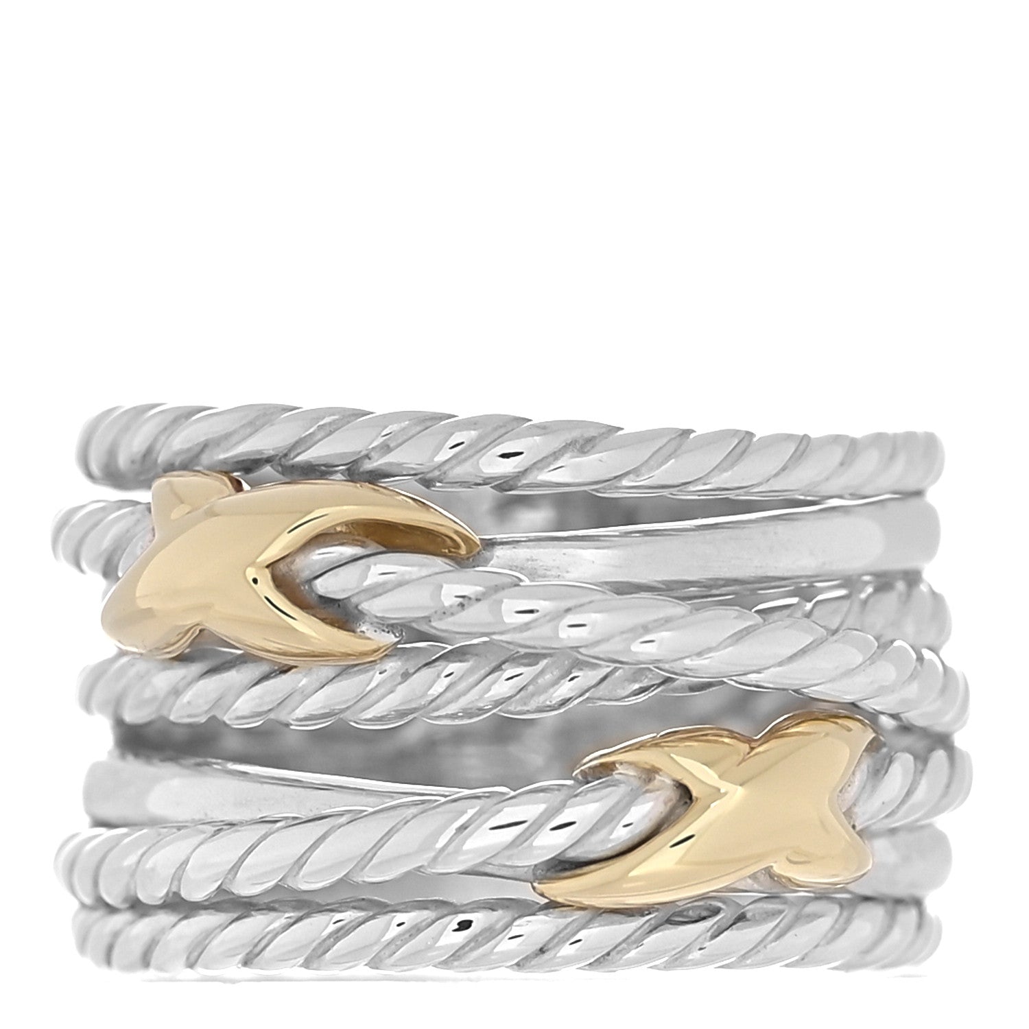 David Yurman Sterling Silver 18K Yellow Gold Double X Crossover Ring 47 4 1 of 4