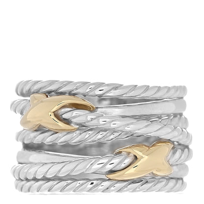 David Yurman Sterling Silver 18K Yellow Gold Double X Crossover Ring 47 4 1 of 4