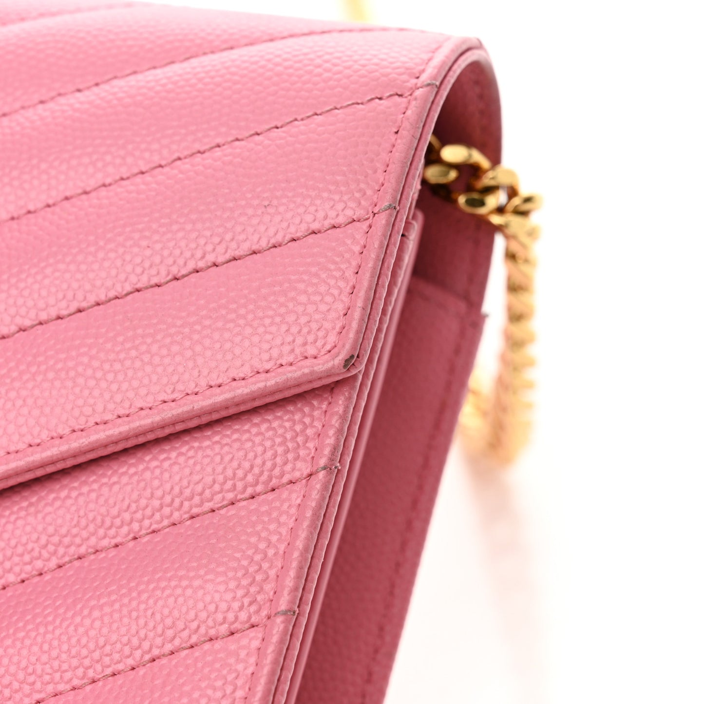 Grain De Poudre Matelasse Chevron Monogram Chain Wallet Indian Pink