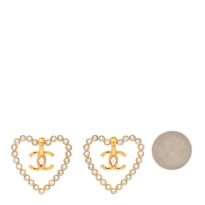 Chanel Crystal Heart CC Earrings Gold 2 of 6