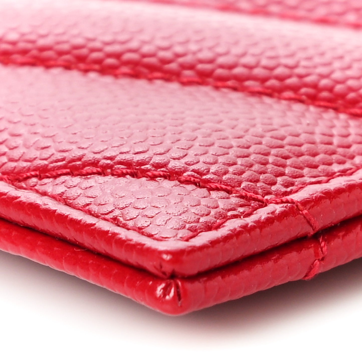 Grain De Poudre Matelasse Chevron Monogram Credit Card Case Rouge Eros