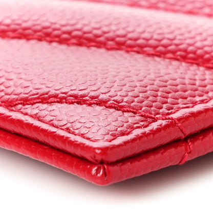 Saint Laurent Grain De Poudre Matelasse Chevron Monogram Credit Card Case Rouge Eros 10 of 11