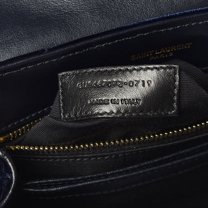 Saint Laurent Velvet Y Quilted Monogram Toy Loulou Crossbody Bag Navy 8 of 11